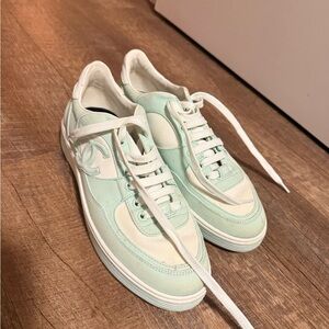 Mint Green and Cream Sneakers Chanel